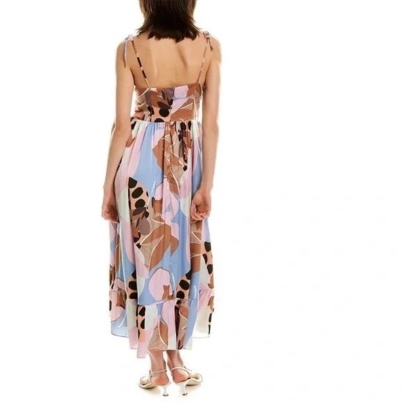 Hutch Arielle asymmetric Maxi Dress Peri Floral Geo satin 20453 - Picture 3 of 13